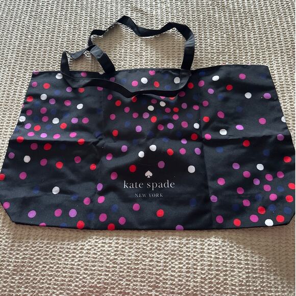 NEW Kate Spade Black Fabric Tote Confetti Polka Dots - Picture 1 of 4